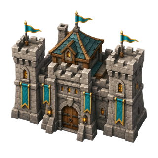 Supplyline cover: a fortified teal command keep on a tactical battlefield